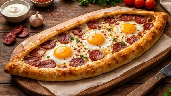 Sucuklu Kaşarlı Yumurtalı Pide